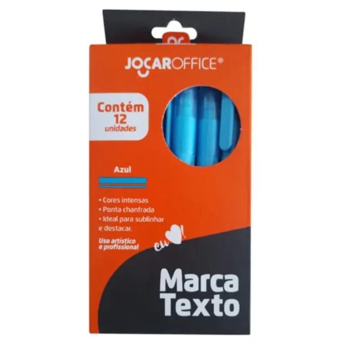 CANETA MARCA TEXTO COR AZUL FLUORESCENTE CX 12 UNIDADES - LEONORA