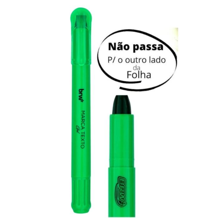 CANETA MARCA TEXTO EM GEL RETRATIL COR VERDE FLUORESCENTE CX 12 UNIDADES - BRW - Image 3