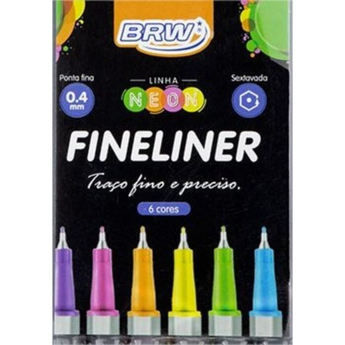 Caneta Marcador Fineliner Traço fino e Macio 0.4mm 6 Cores Neon - BRW - Image 5