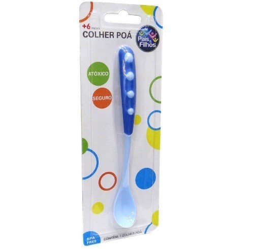 COLHER INFANTIL POÁ AZUL PARA BEBES - PAIS E FILHOS - Image 3