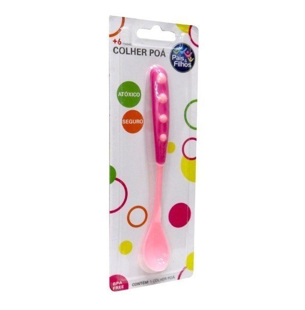 COLHER INFANTIL POÁ ROSA PARA BEBES - PAIS E FILHOS - Image 3