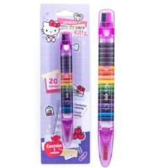 GIZ DE CERA CANETA TROCA PONTA 20 CORES HELLO KITTY BLISTER 1 UNIDADE - LEONORA