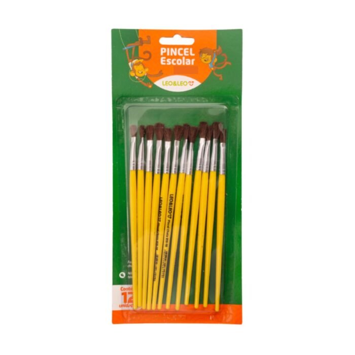 PINCEL ESCOLAR CHATO MODELO 815-08 CABO CURTO KIT 12 UNIDADES - LEONORA