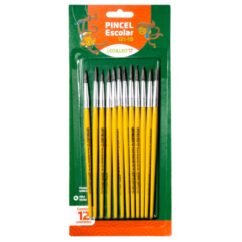 PINCEL ESCOLAR REDONDO MODELO 121-10 CABO CURTO KIT 12 UNIDADES - LEONORA