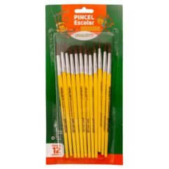 PINCEL ESCOLAR REDONDO MODELO 121-18 CABO CURTO KIT 12 UNIDADES - LEONORA