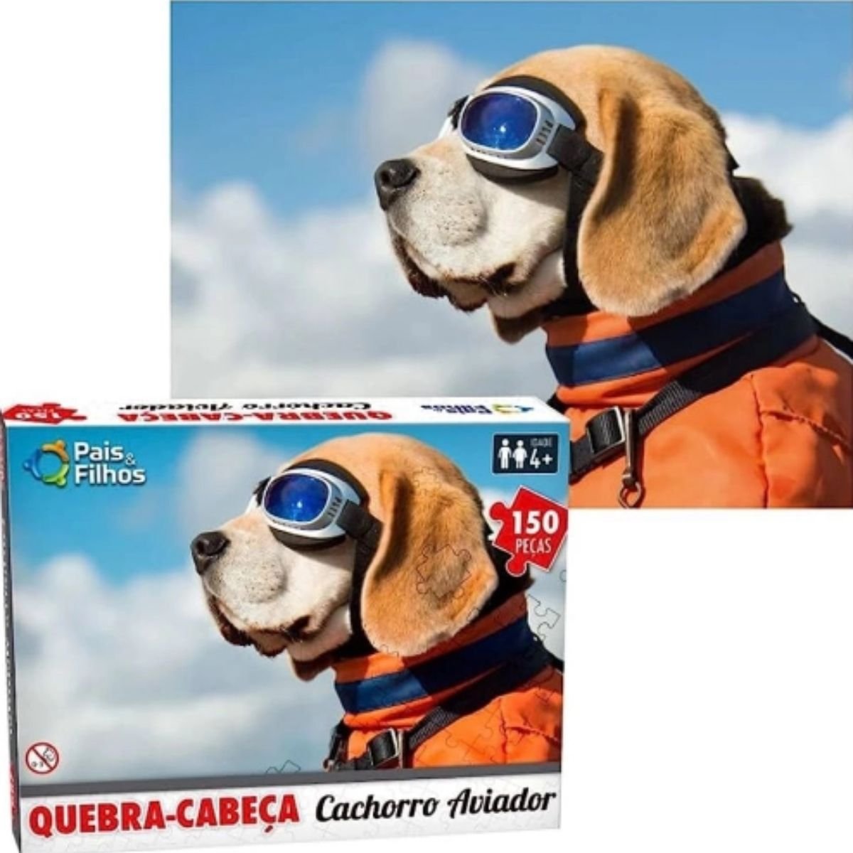 QUEBRA CABEÇA CACHORRO AVIADOR 150 PEÇAS - PAIS E FILHOS - Image 3