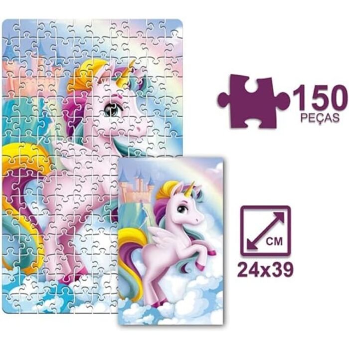 QUEBRA CABEÇA UNICORNIO RAINBOW 150 PEÇAS - PAIS E FILHOS - Image 2