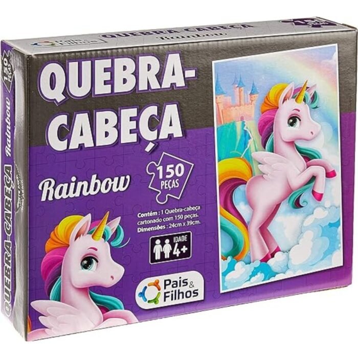 QUEBRA CABEÇA UNICORNIO RAINBOW 150 PEÇAS - PAIS E FILHOS