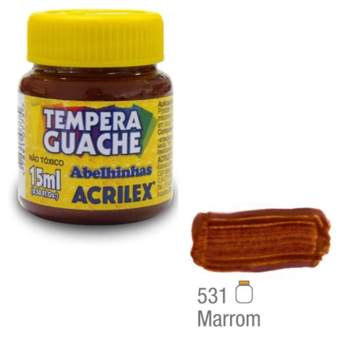 TINTA GUACHE MARROM 15ML 531 CX 12 UNIDADES - ACRILEX - Image 2