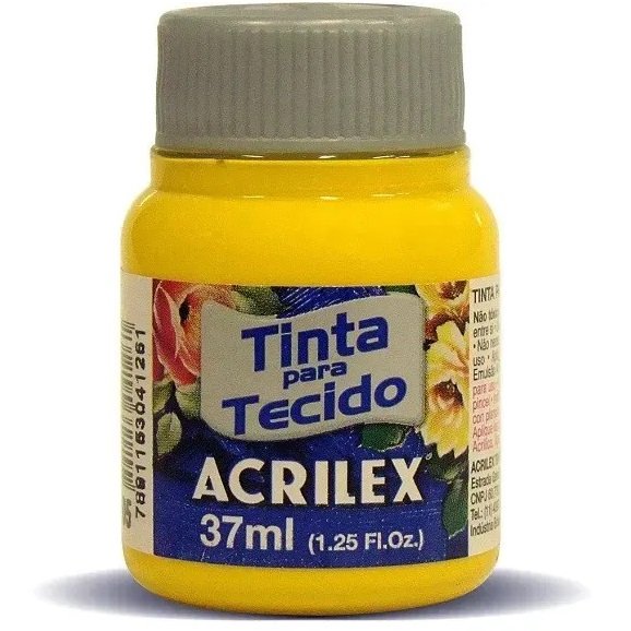 TINTA PARA TECIDO FOSCA AMARELO OURO 37ML 505 - ACRILEX
