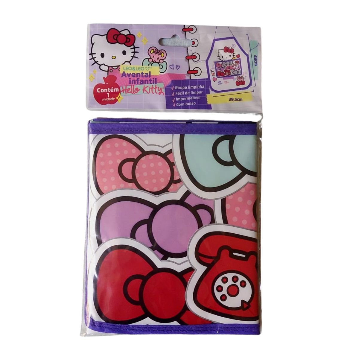 AVENTAL INFANTIL ESCOLAR IMPERMEAVEL HELLO KITTY COM BOLSO - LEONORA - Image 2