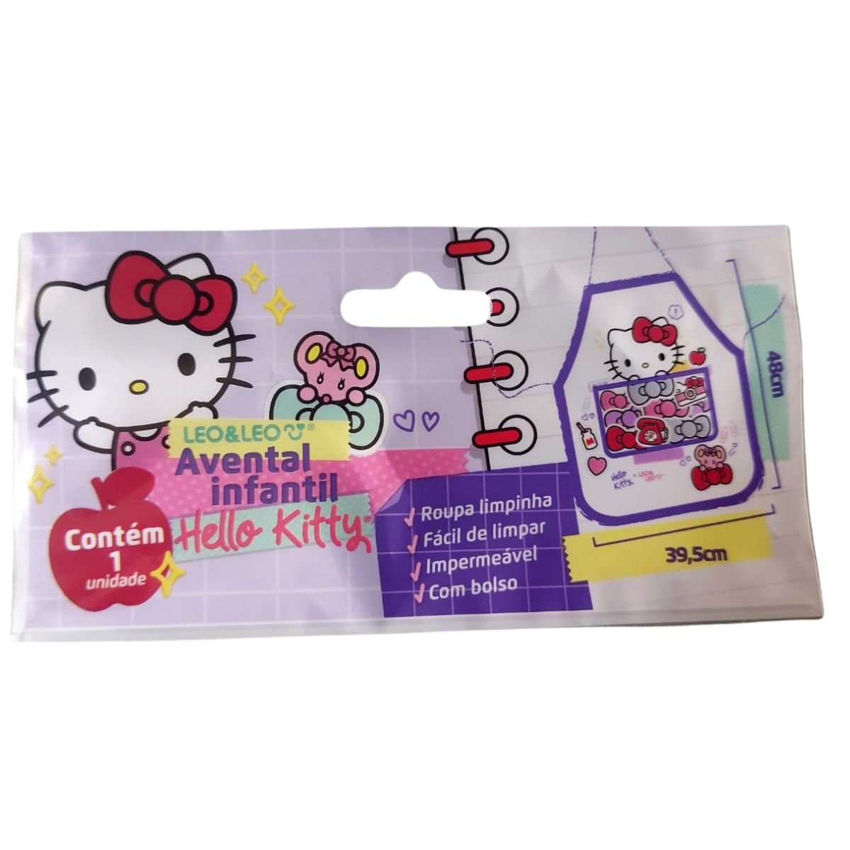 AVENTAL INFANTIL ESCOLAR IMPERMEAVEL HELLO KITTY COM BOLSO - LEONORA - Image 3