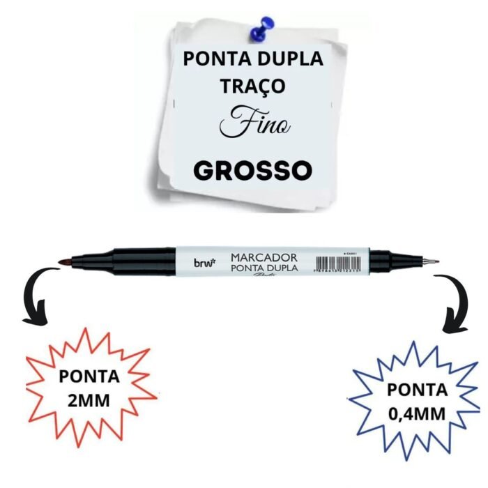 CANETA MARCADOR MULTIUSO CD/DVD RETROPROJETOR PONTA DUPLA PERMANENTE PRETO CX 12 UNIDADES - BRW - Image 4