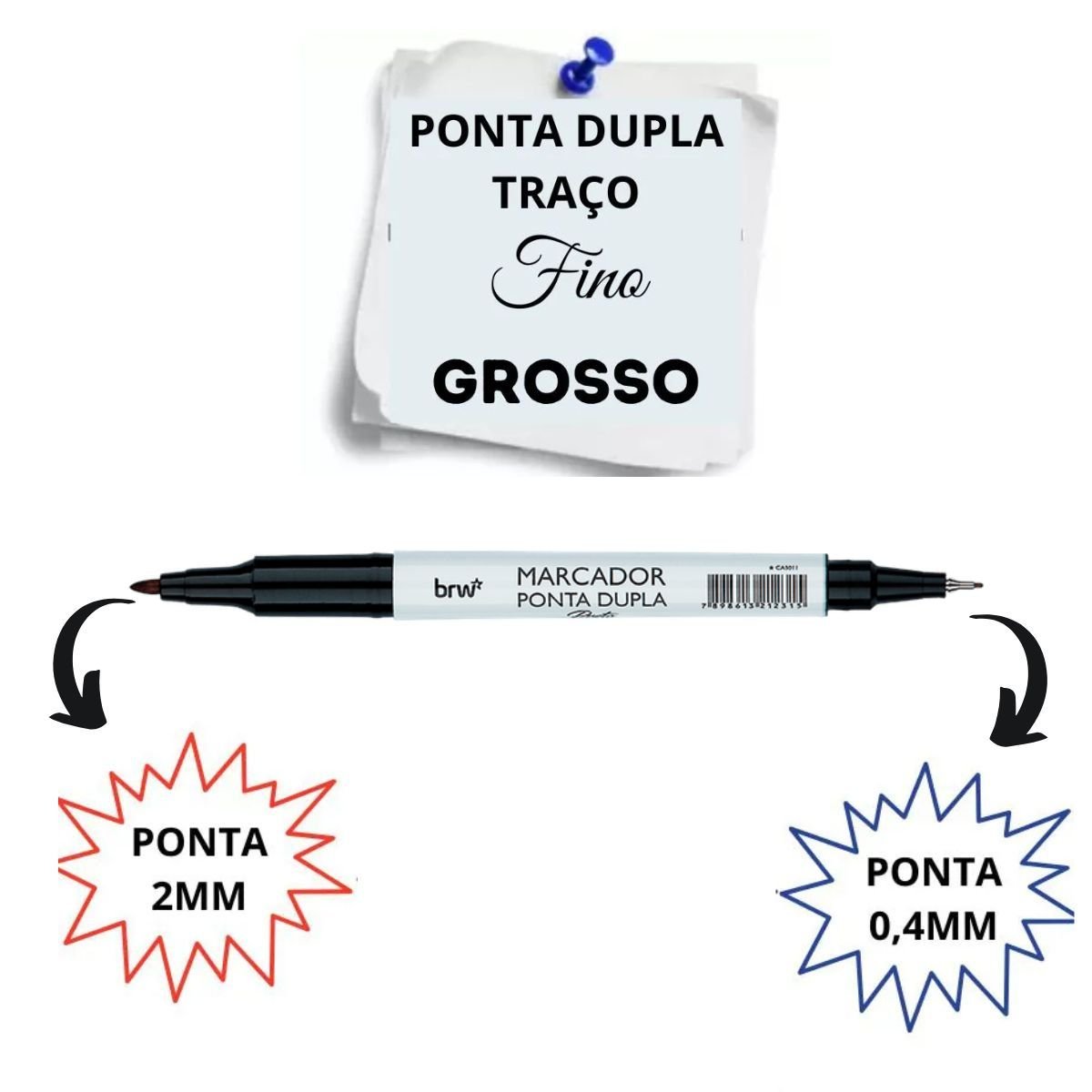 CANETA MARCADOR MULTIUSO CD/DVD RETROPROJETOR PONTA DUPLA PERMANENTE PRETO CX 12 UNIDADES - BRW - Image 4