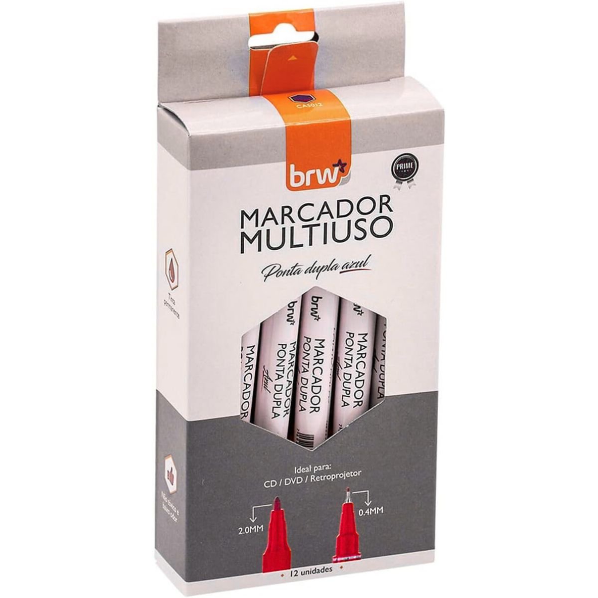 CANETA MARCADOR MULTIUSO CD/DVD RETROPROJETOR PONTA DUPLA PERMANENTE VERMELHO CX 12 UNIDADES - BRW