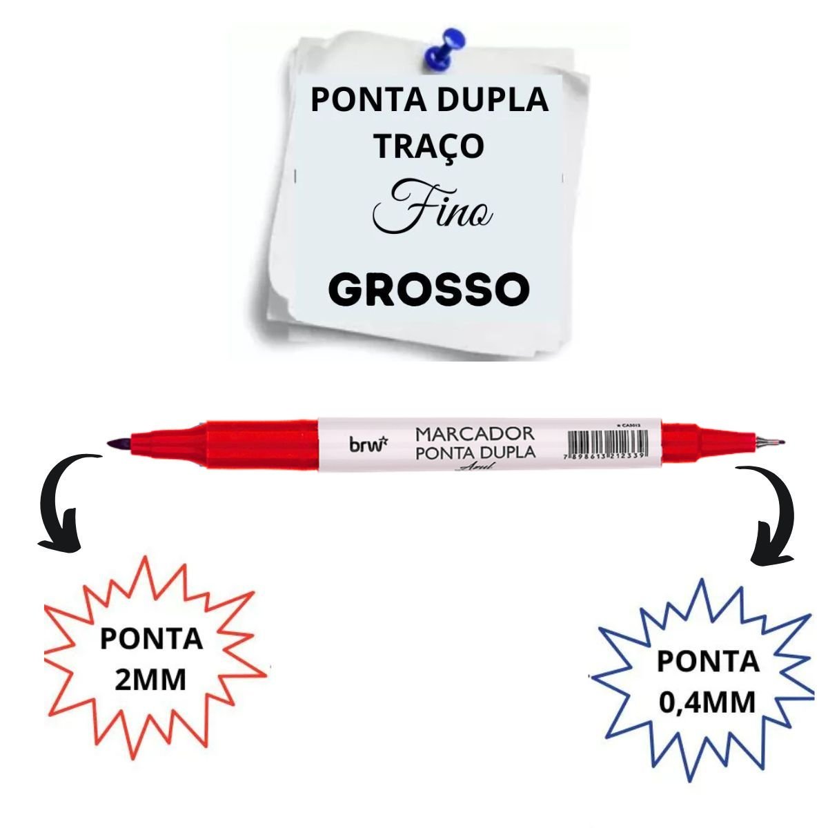 CANETA MARCADOR MULTIUSO CD/DVD RETROPROJETOR PONTA DUPLA PERMANENTE VERMELHO CX 12 UNIDADES - BRW - Image 3