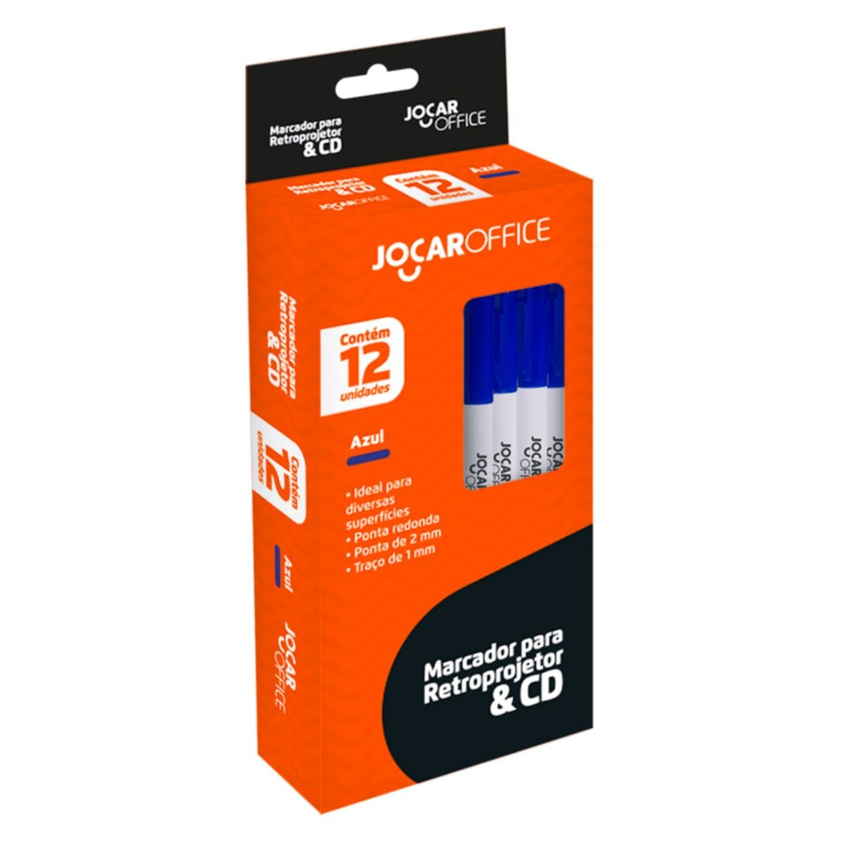 CANETA MARCADOR PARA CD/DVD RETROPROJETOR 2,0MM PERMANENTE AZUL KIT 12 UNIDADES - LEONORA