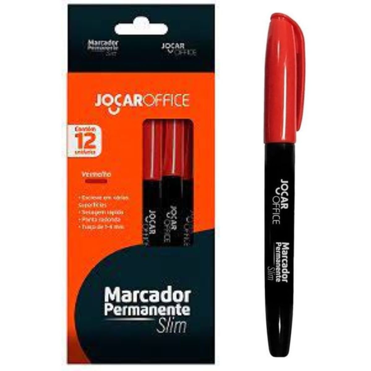 CANETA MARCADOR PERMANENTE MULTIUSO SLIM VERMELHO KIT 12 UNIDADES - LEONORA - Image 2
