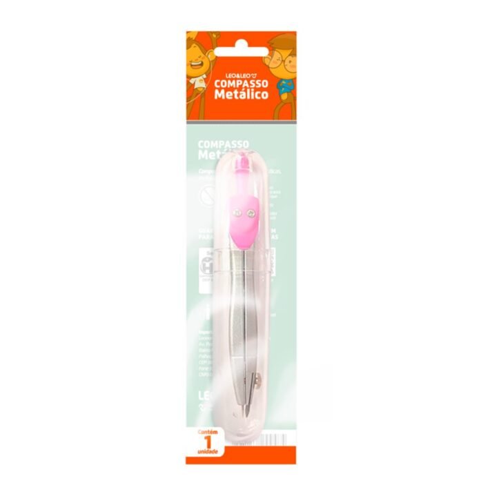 COMPASSO ESCOLAR METALICO ROSA - LEONORA - Image 3