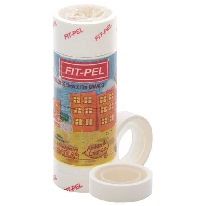 FITA ADESIVA COLORIDA ESCOLAR BRANCO 12X10M KIT 10 UNIDADES - FIT PEL