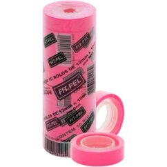 FITA ADESIVA COLORIDA ESCOLAR ROSA NEON 12X10M KIT 10 UNIDADES - FIT PEL