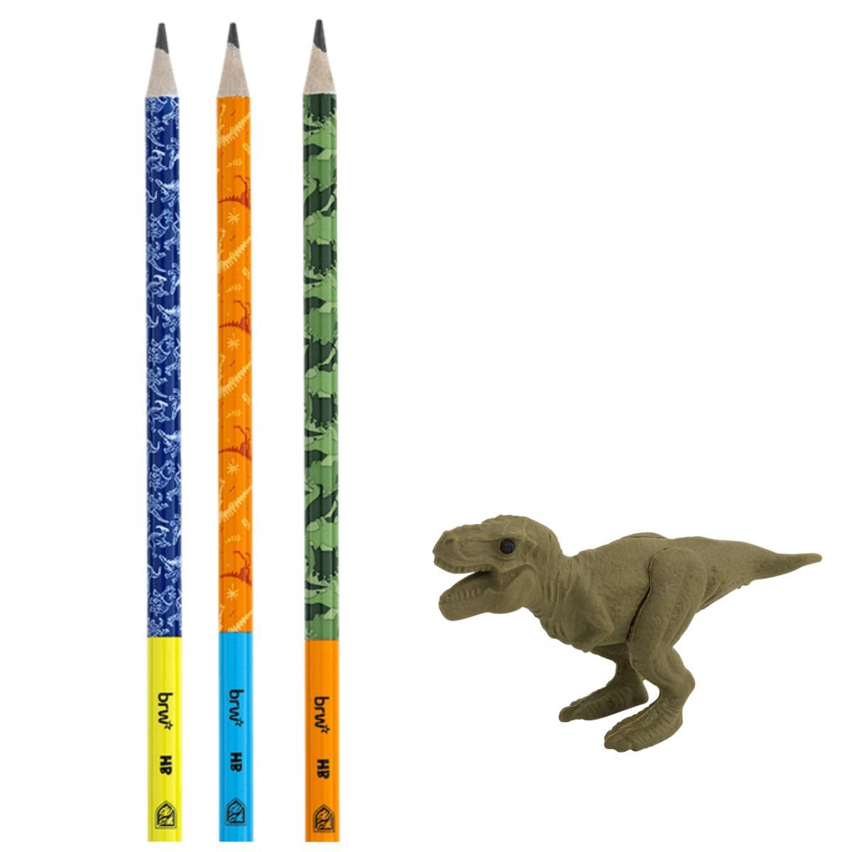 KIT ESCOLAR DINOSSAURO 3 LAPIS HB E 1 BORRACHA DIVERTIDA - BRW - Image 2