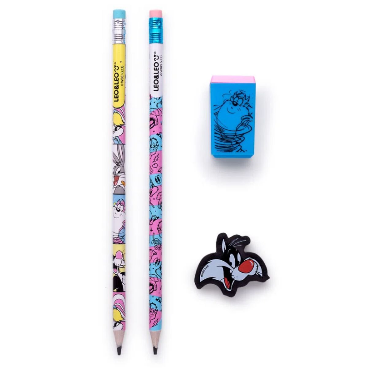 KIT ESCOLAR ESCRITA LOONEY TUNES 2 LAPIS HB APONTADOR BORRACHA - LEONORA - Image 2