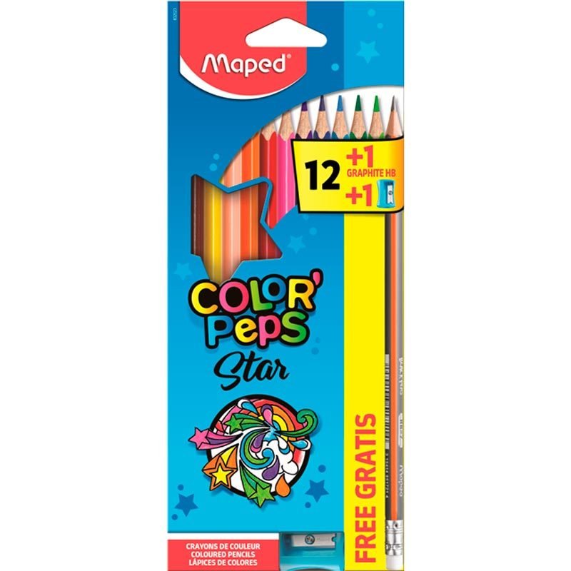 LAPIS DE COR TRIANGULAR COLOR PEPS CLASSIC 12 CORES - MAPED