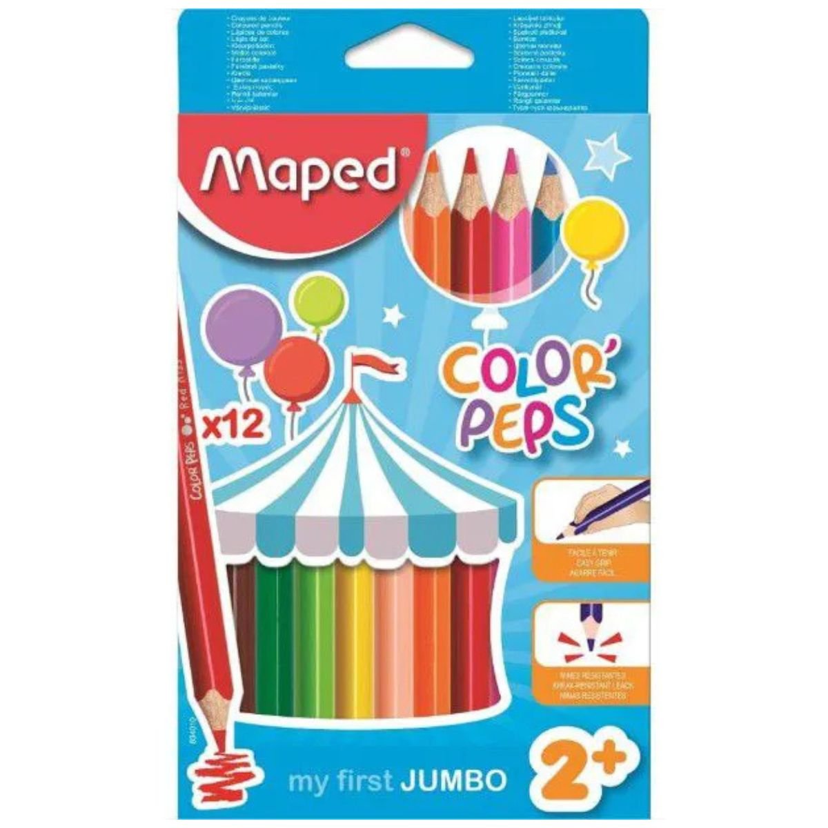 LAPIS DE COR JUMBO COLOR PEPS PONTA GROSSA 12 CORES - MAPED