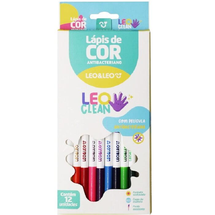 LAPIS DE COR REDONDO ANTIBACTERIANO LEOCLEAN 12 CORES - LEONORA