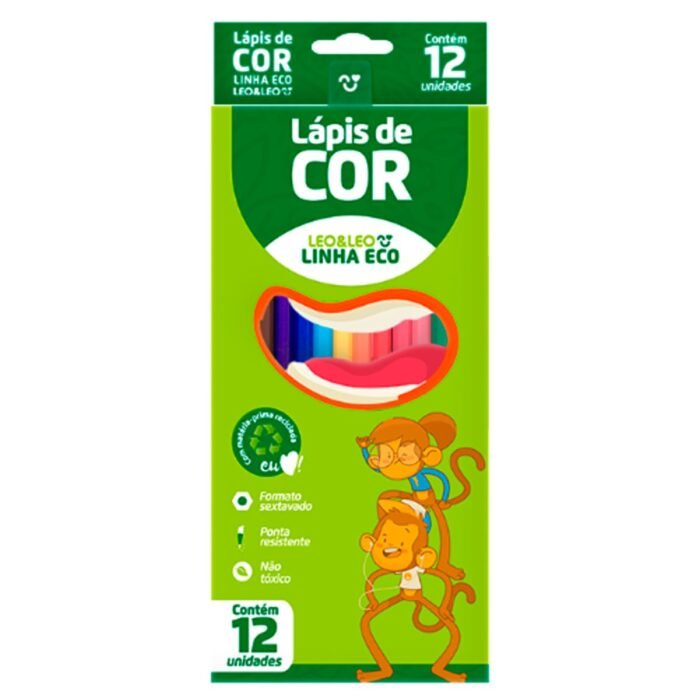 LAPIS DE COR SEXTAVADO LINHA ECO 12 CORES - LEONORA