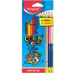 LAPIS DE COR TRIANGULAR COLOR PEPS 12 LAPIS COM 15 CORES - MAPED