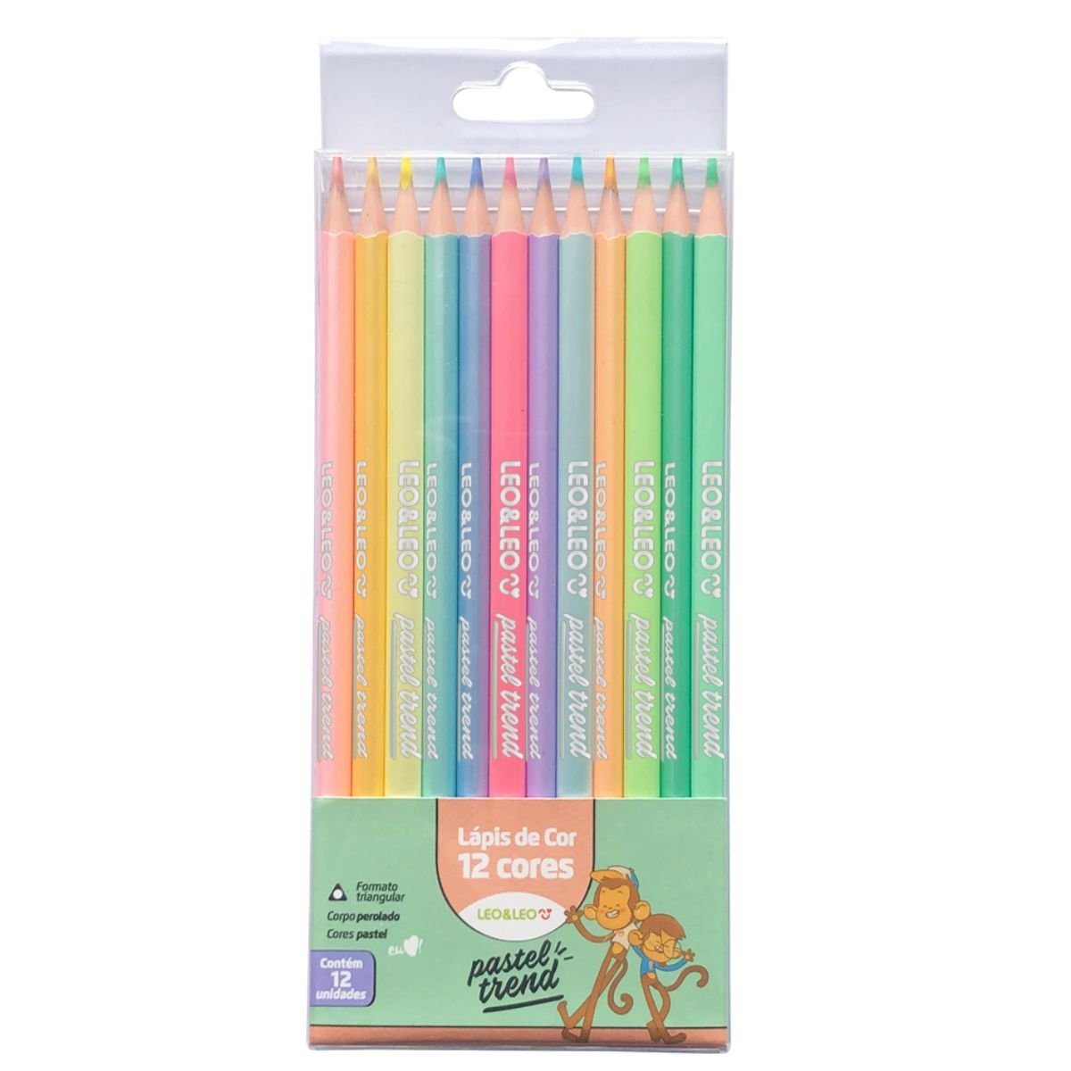 LAPIS DE COR TRIANGULAR PASTEL TREND 12 CORES - LEONORA