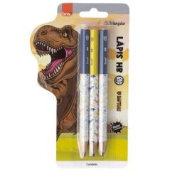 LAPIS GRAFITE PRETO JUMBO DINOSSAURO RAPTORS N°2/HB TRIANGULAR BIG 3 UNIDADE - BRW