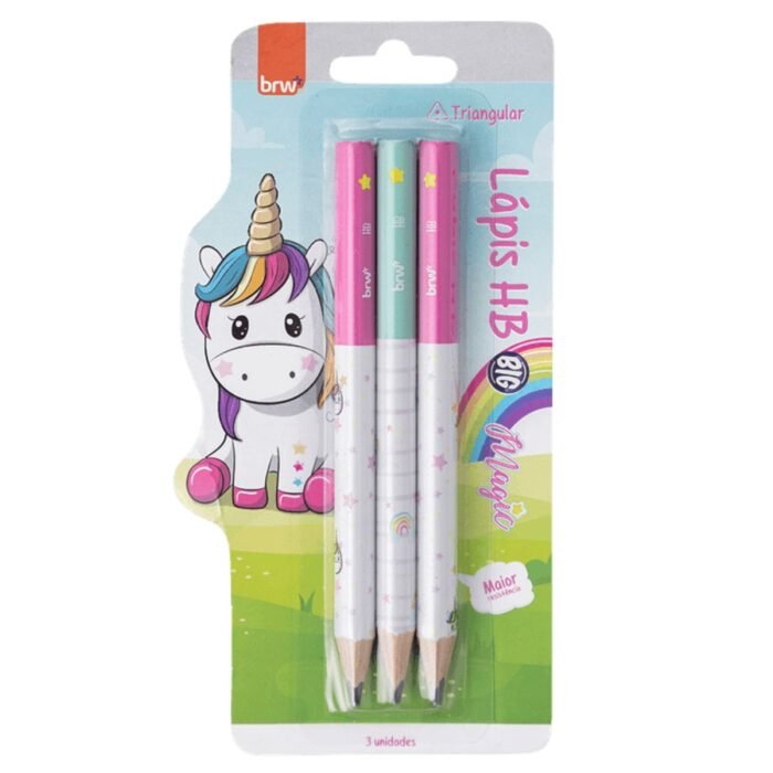 LAPIS GRAFITE PRETO JUMBO UNICORNIO MAGIC N°2/HB TRIANGULAR BIG 3 UNIDADE - BRW