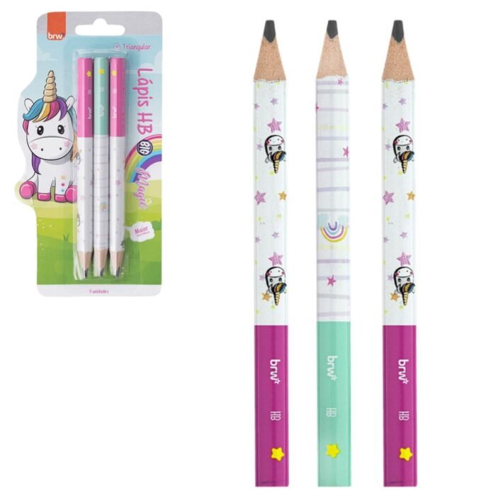 LAPIS GRAFITE PRETO JUMBO UNICORNIO MAGIC N°2/HB TRIANGULAR BIG 3 UNIDADE - BRW - Image 4