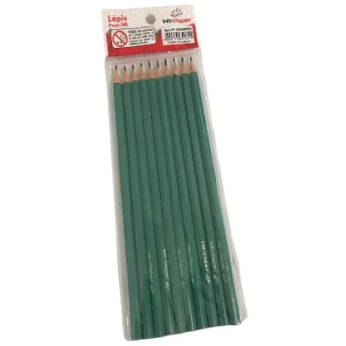 LAPIS GRAFITE PRETO HB SEXTAVADO KIT 10 UNIDADES VERDE - WINCY - Image 3