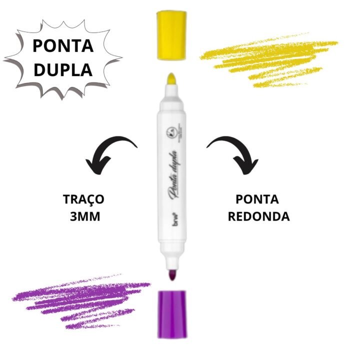 MARCADOR PINCEL PARA QUADRO BRANCO 2 EM 1 PONTA DUPLA 6 CORES KIT 3 CAIXAS 36 CANETÕES - BRW - Image 6