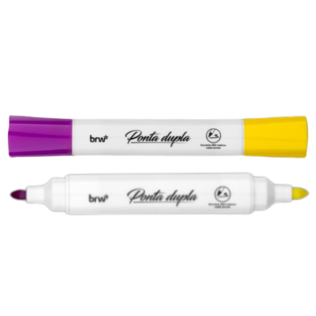 MARCADOR PINCEL PARA QUADRO BRANCO 2 EM 1 PONTA DUPLA ROSA E AMARELO CX 12 UNIDADES - BRW - Image 6