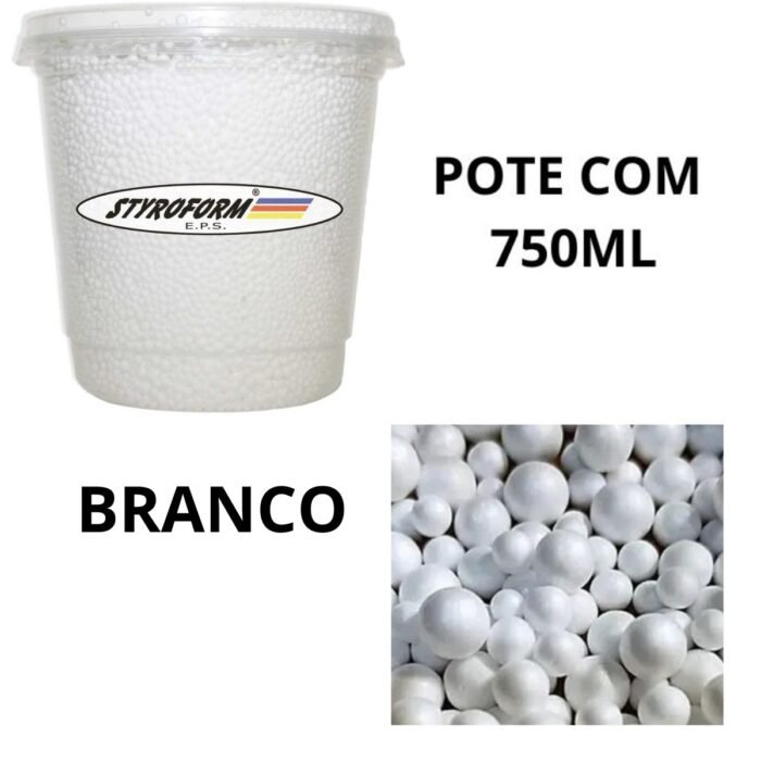 PEROLA DE ISOPOR EPS BOLINHA BOLA BRANCO POTE 750ML - STYROFORM - Image 3