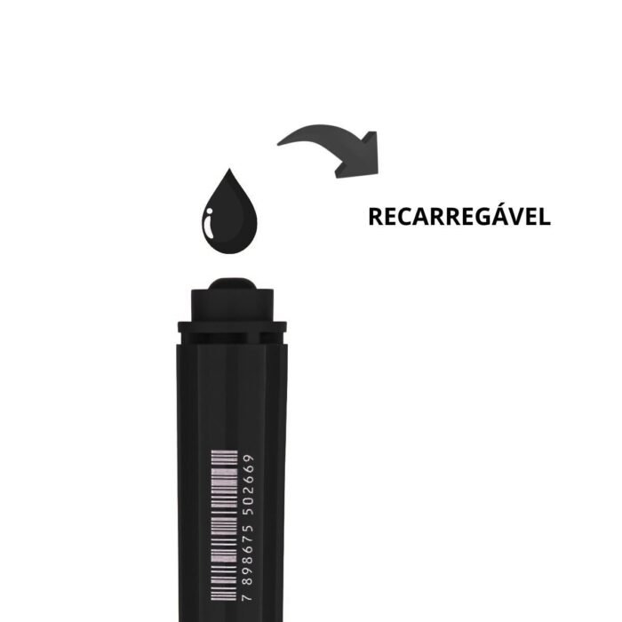 PINCEL ATOMICO MARCADOR PERMANENTE RECARREGAVEL MULTIUSO PONTA CHANFRADA COR PRETO - BRW - Image 2