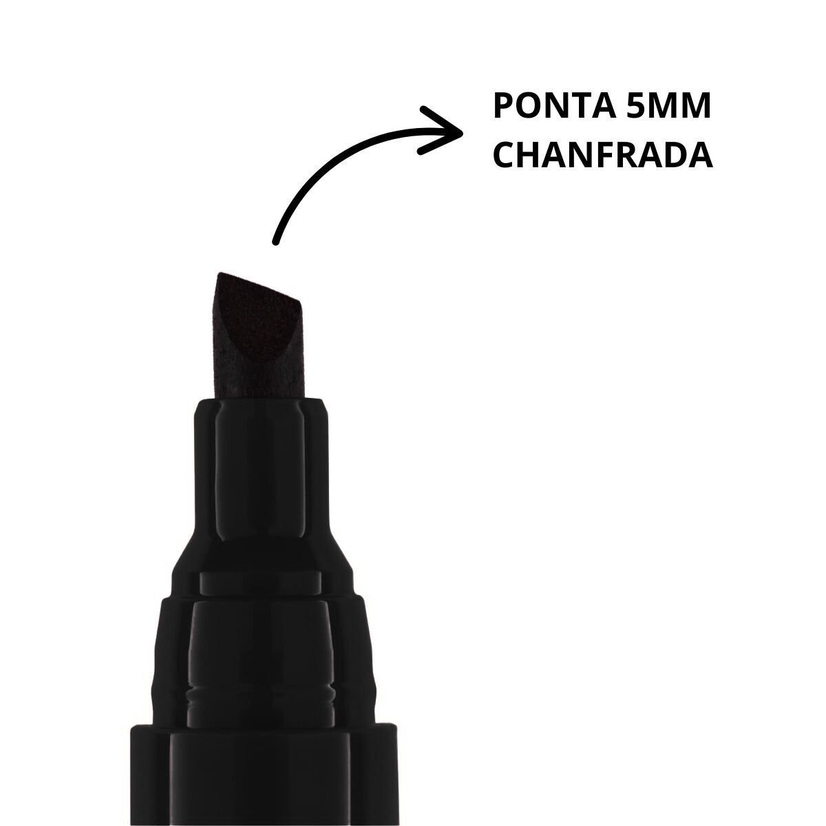 PINCEL ATOMICO MARCADOR PERMANENTE RECARREGAVEL MULTIUSO PONTA CHANFRADA COR PRETO - BRW - Image 3
