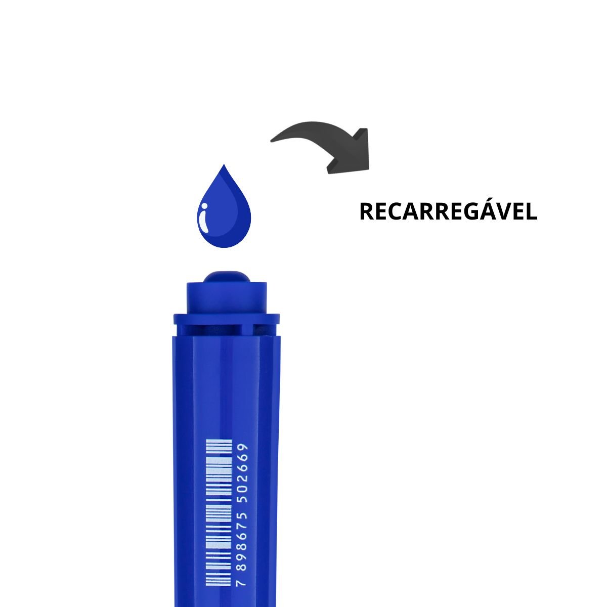 PINCEL ATOMICO MARCADOR PERMANENTE RECARREGAVEL MULTIUSO PONTA CHANFRADA AZUL CX 12 UNIDADES - BRW - Image 4