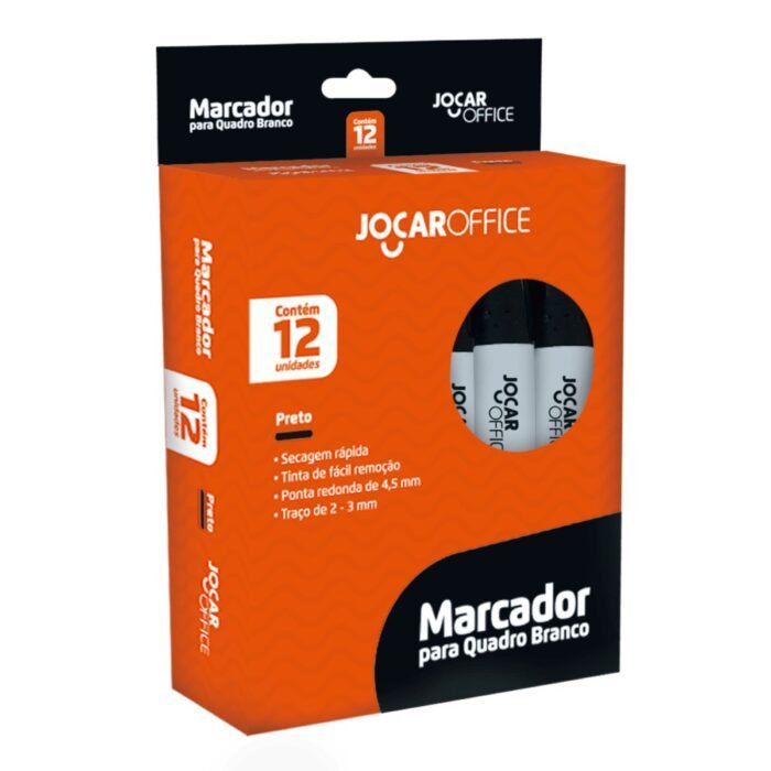 MARCADOR PINCEL PARA QUADRO BRANCO COR PRETO KIT 12 UNIDADES - LEONORA