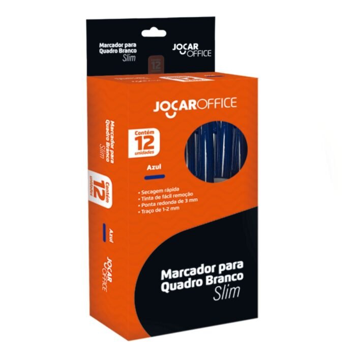 MARCADOR PINCEL PARA QUADRO BRANCO SLIM COR AZUL KIT 12 UNIDADES - LEONORA