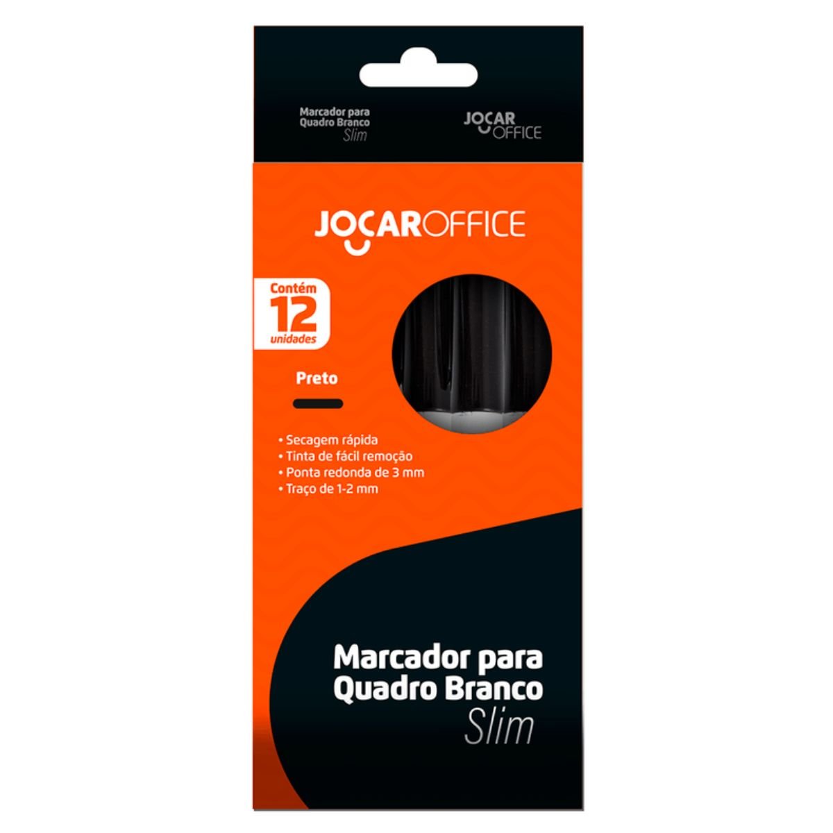 MARCADOR PINCEL PARA QUADRO BRANCO SLIM PRETO KIT 12 UNIDADES - LEONORA