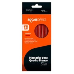 MARCADOR PINCEL PARA QUADRO BRANCO SLIM VERMELHO KIT 12 UNIDADES - LEONORA