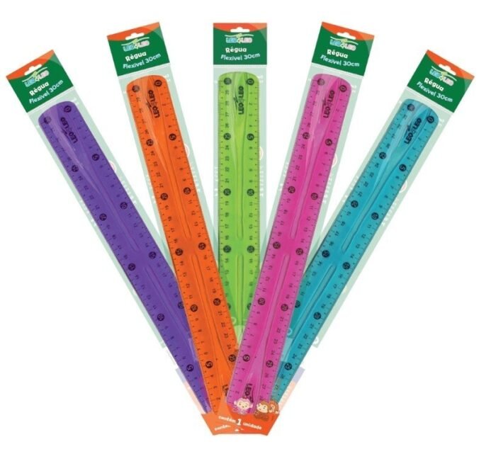 REGUA MOLE ESCOLAR FLEXIVEL 30CM CORES - LEONORA