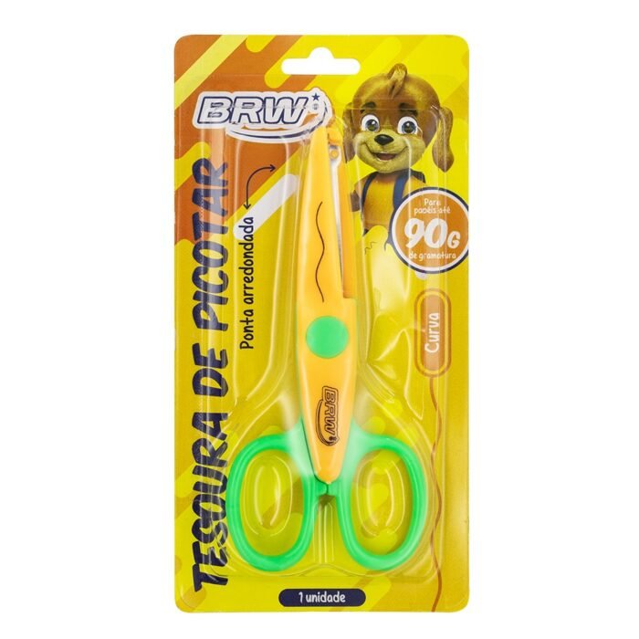 TESOURA ESCOLAR DE PICOTAR CURVA 13CM  BLISTER 1 UNIDADE - BRW - Image 3
