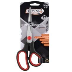 TESOURA DE AÇO INOX 17CM CABO EMBORRACHADO BLISTER 1 UNIDADE - BRW